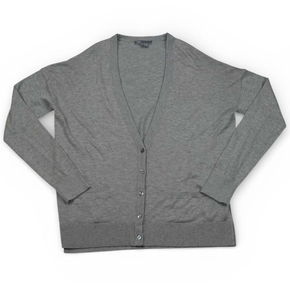 Vince Gray Button Front Cardigan Sweater Size Large Cashmere Blend